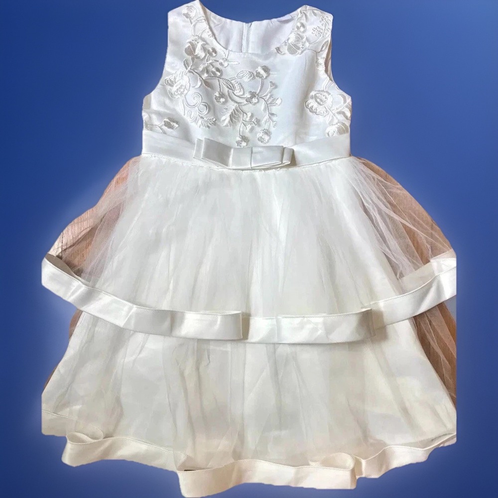 Girls Flower Girls Dress Sz 8-9 White‎  Wedding Flower Girl Party Formal